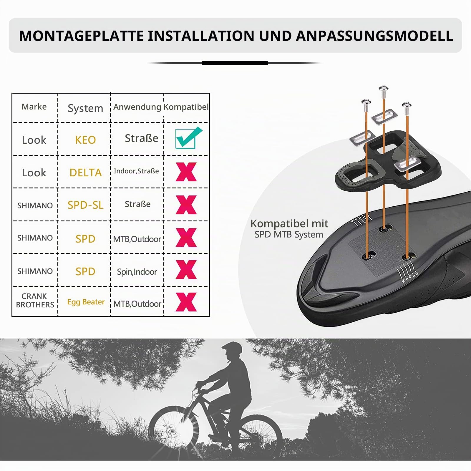 KOOTU Klickpedale 9/16 Universal Klickpedal Pedale Verriegelungspedale Sets für Rennrad Mountainbike Radfahren