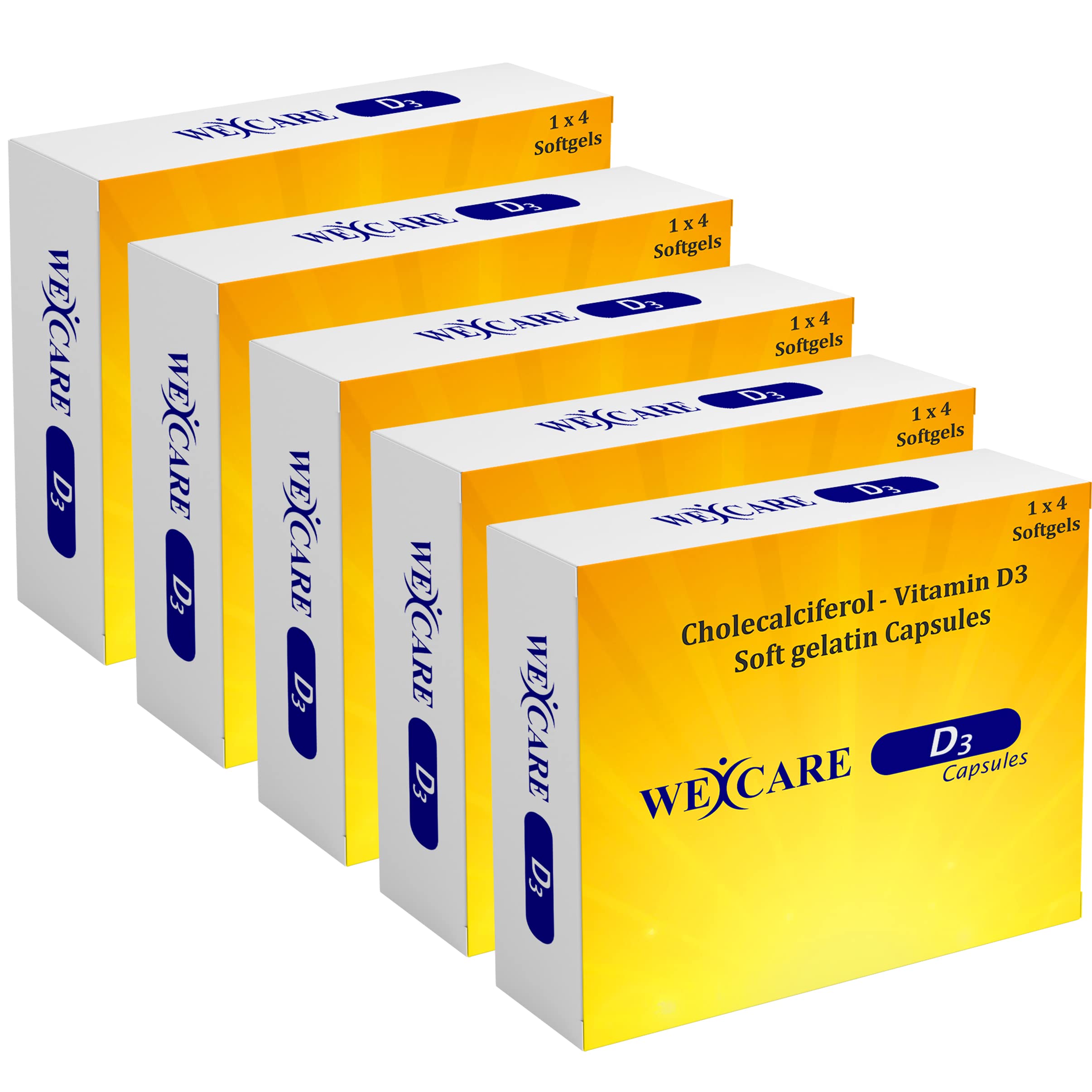 WEXCARE Vitamin D3 supplement (Cholecalciferol) | immunity, healthy bones & strong muscle | One-A-Week- 20 Softgels