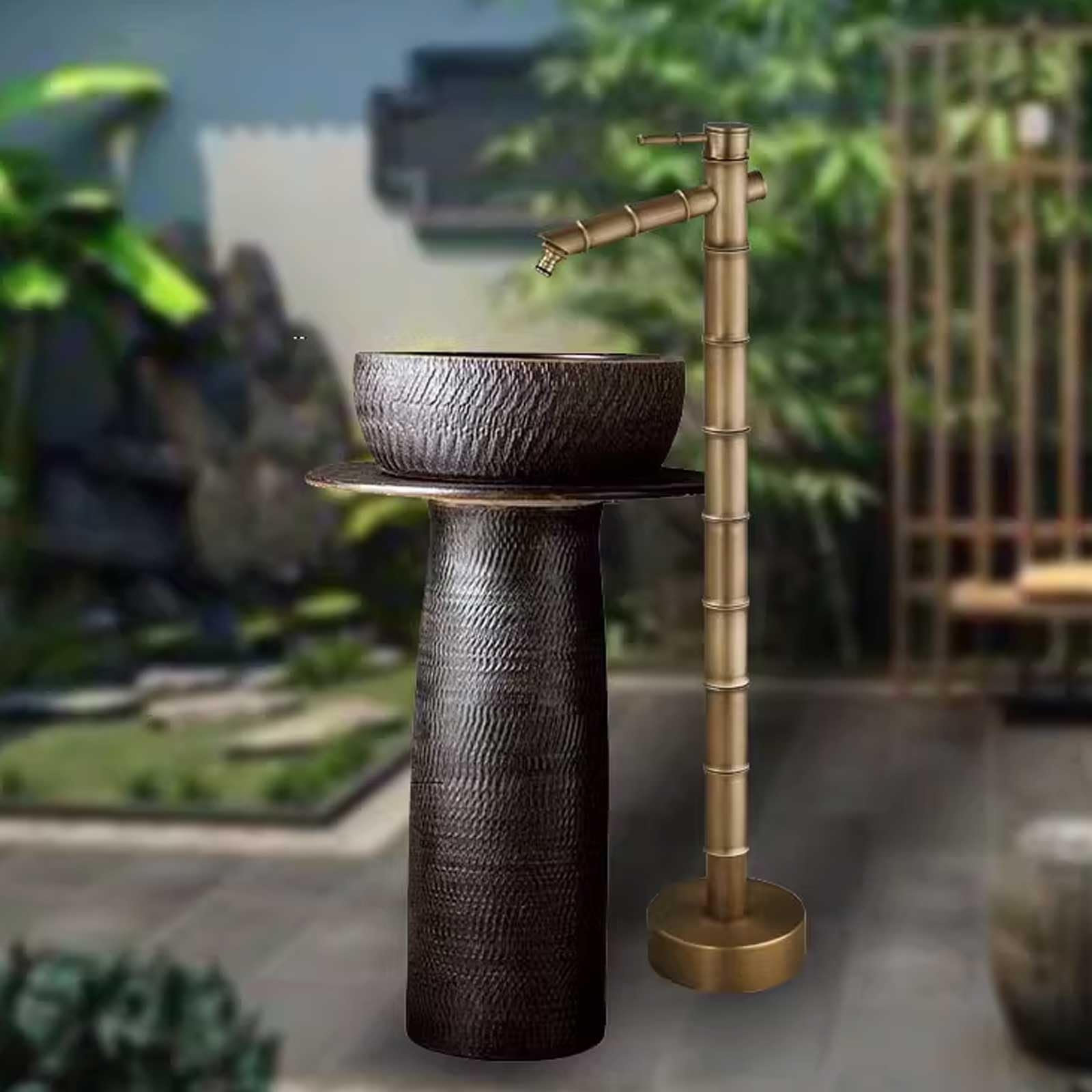 Columna de Agua Exterior Resistente a Las heladas con Grifo Antiguo de Cobre para jardín, Ideal para paisajismo y riego - 20,2 x 4,7 Pulgadas / 51,5 x 12 cm