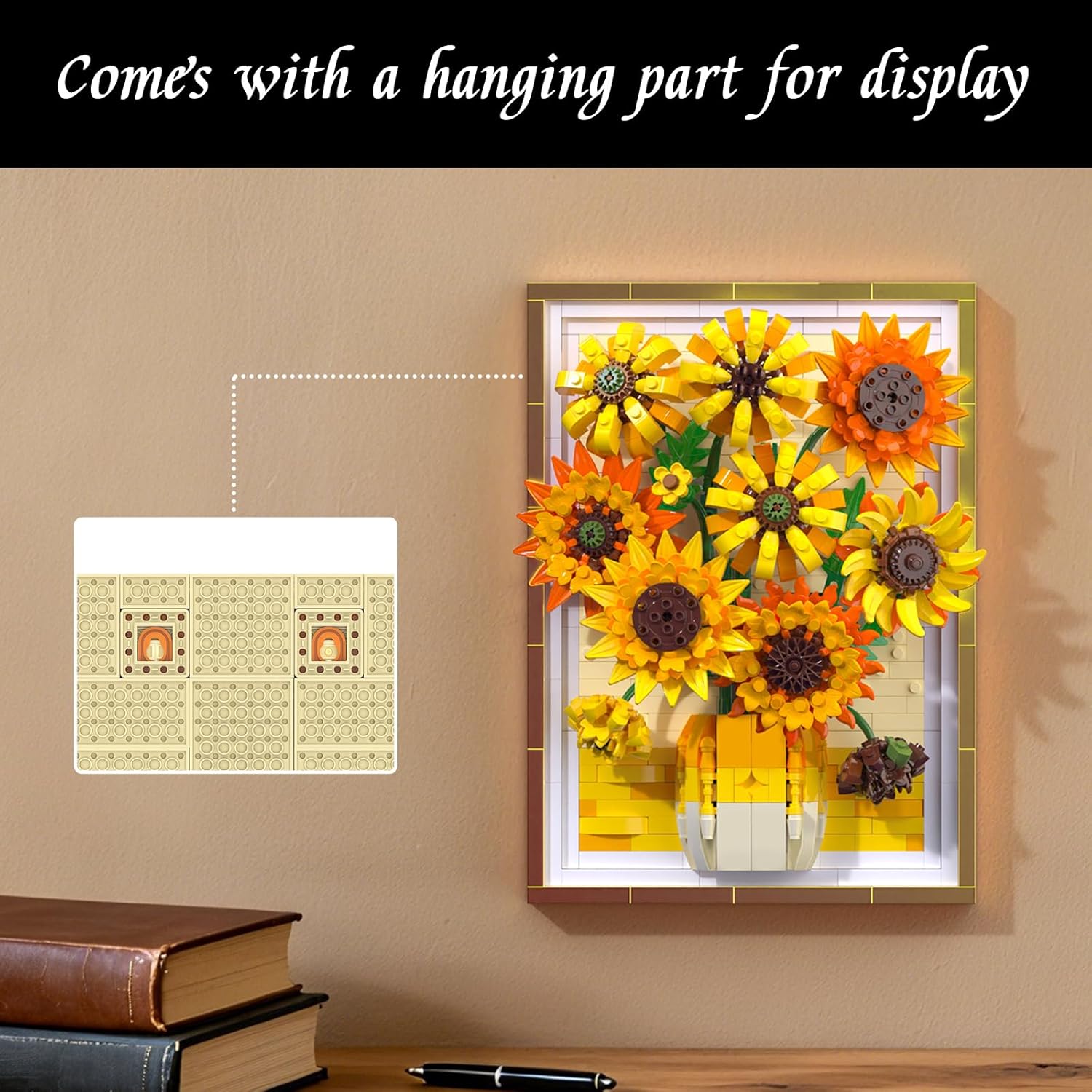 Sunflower Building Set - 3D Wall Art Frame with Wall-Hanging or Tabletop Modes, Artificial Flower Botanical Collection, Valentine's Day Gifts for Girl Aged 14+, 1011PCS - Image 5