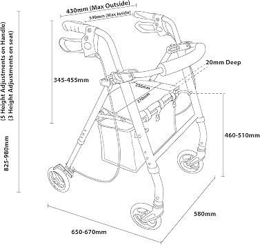 Aidapt Lightweight Folding Four Wheeled Rollator. 6
