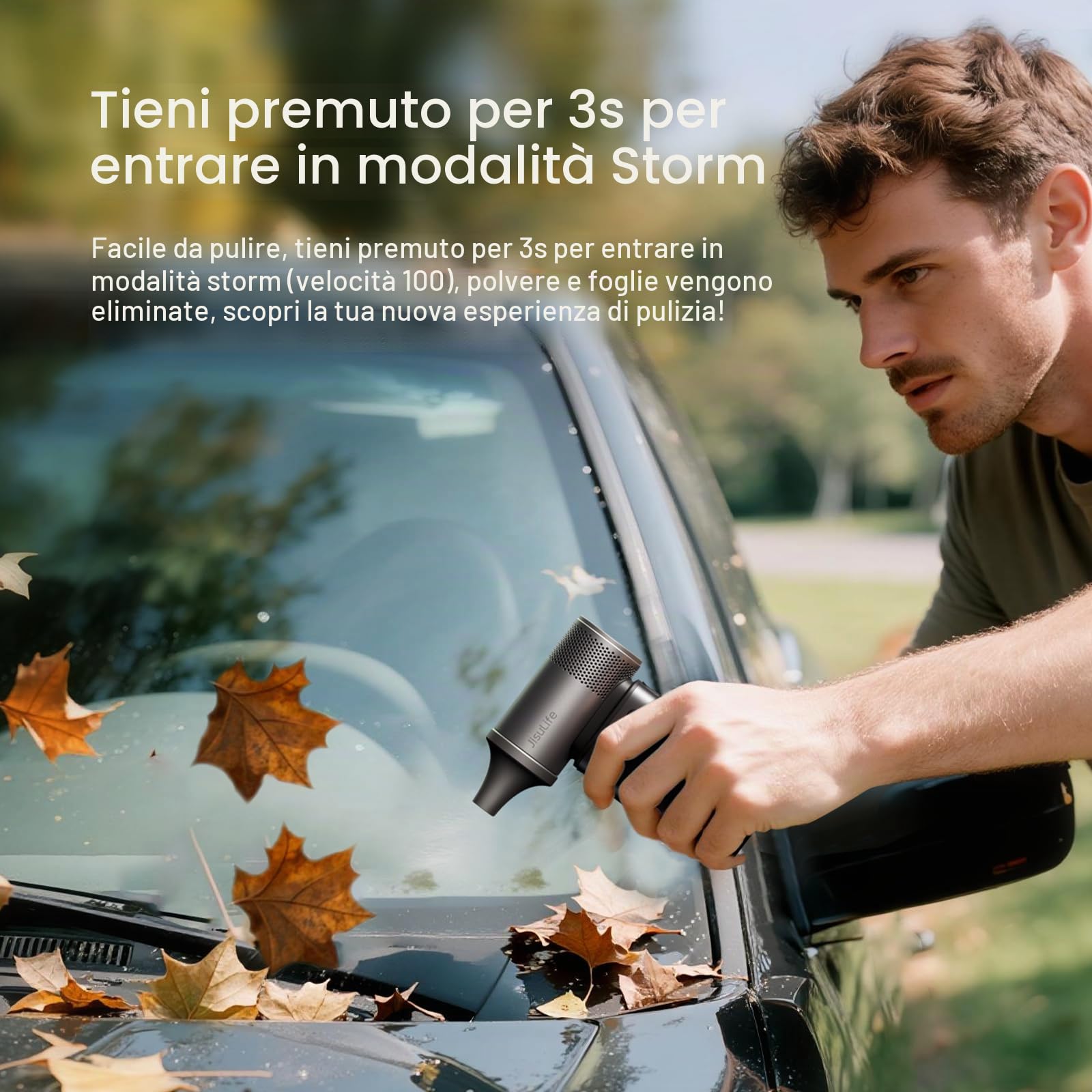 JISULIFE Ventilatore Portatile Ultra2 9000mAh, 25 ore, 3 IN 1, 100 velocità | Power bank ricaricabile da 18 W con torcia integrata, guscio in metallo, regalo multifunzionale per uomo e donna - Grigio