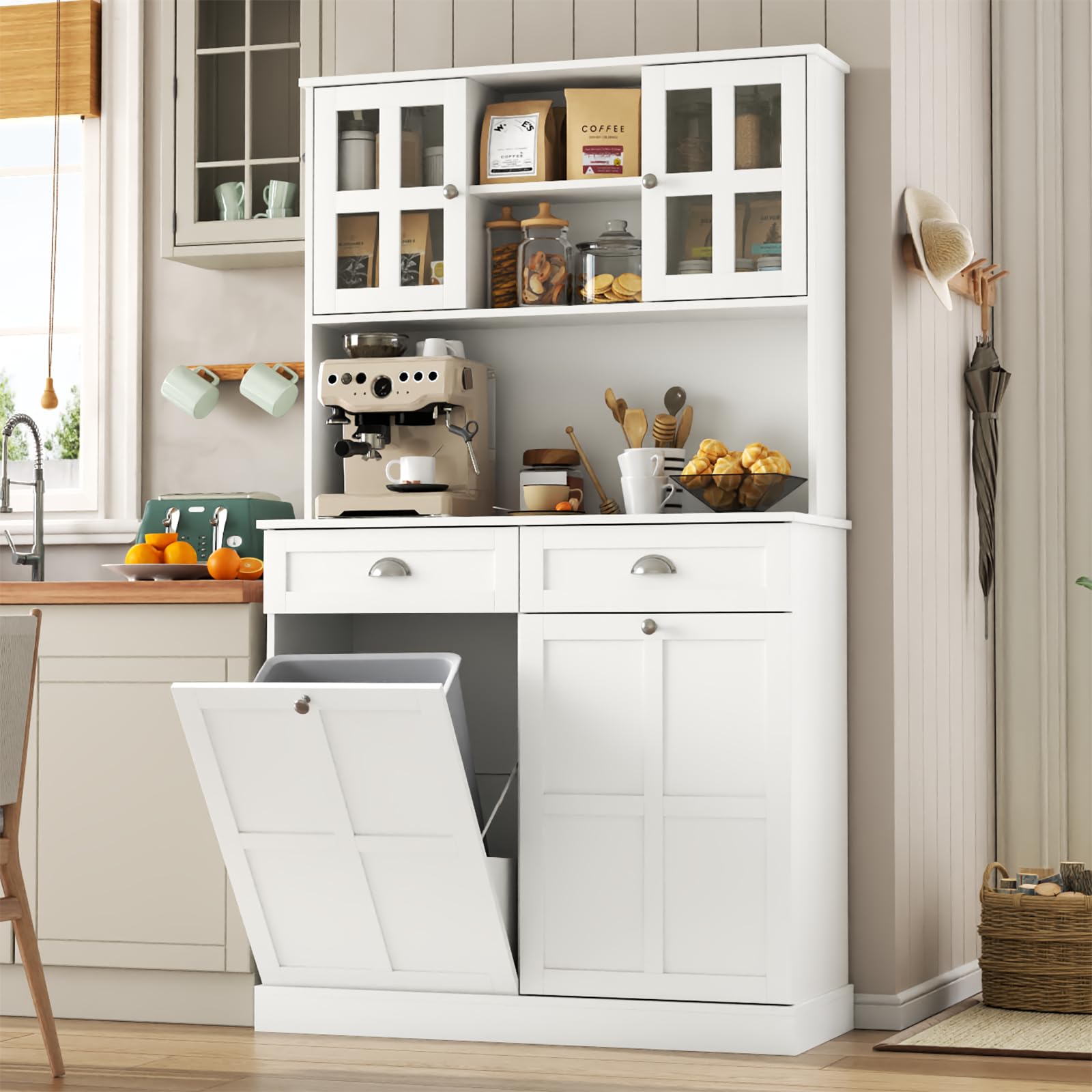 Amazon.com: Gyfimoie Kitchen Pantry Cabinet with Double Tilt Out