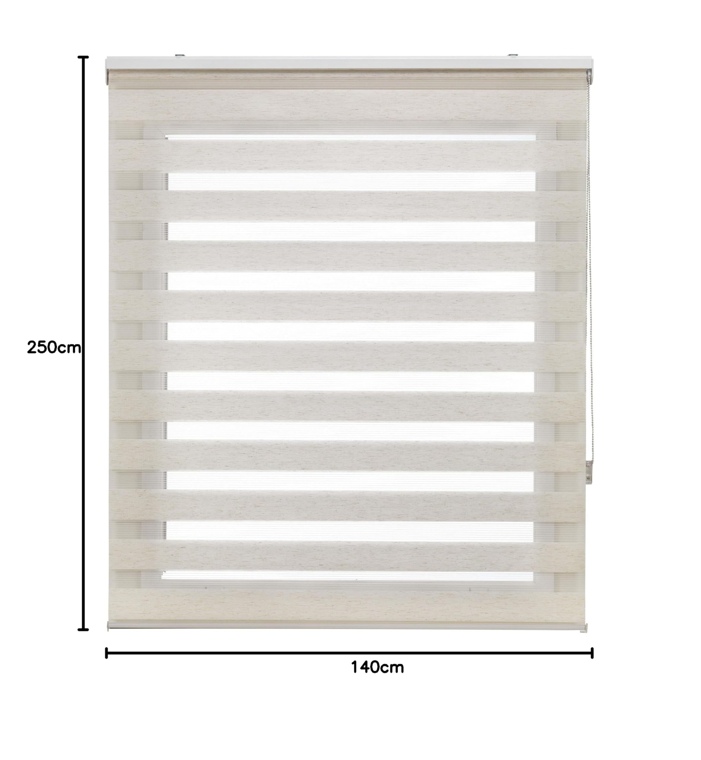 Uniestor Basic store jour nuit, couleur Lin - store 140 x 250 cm (largeur x hauteur) | Taille du tissu 137 x 245 cm. Store enrouleur double