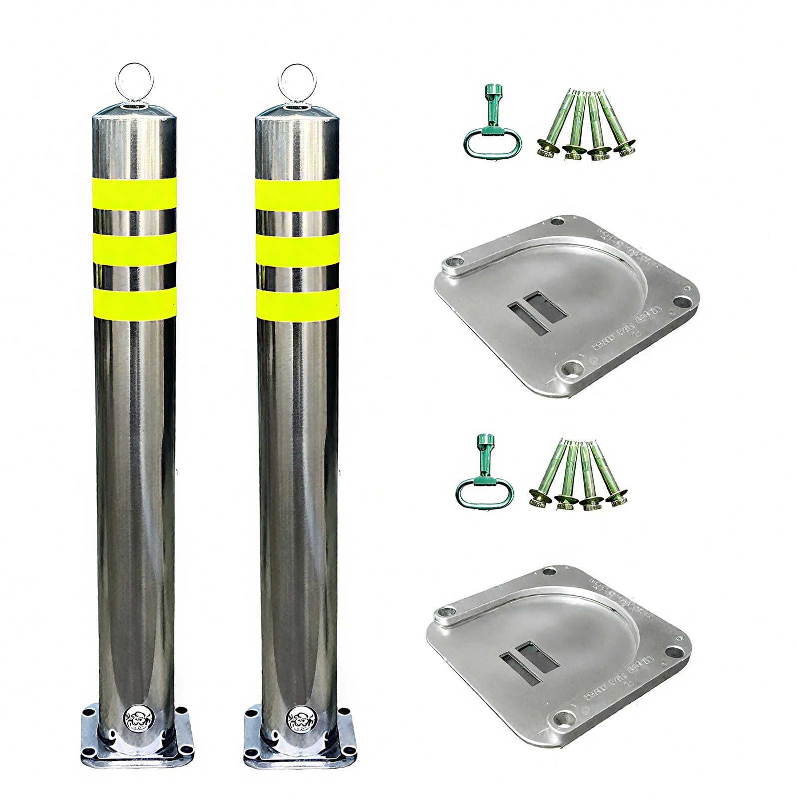 HCZKIUJY Safety Bollard with Reflective Tape and Flat Base for Parking Lots, Sidewalks, Bike Paths (7.69 * 75cm/3 * 29.5in 2pcs)
