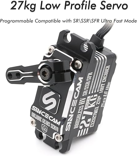 Miniatura 2 de Sincecam 59.5 lbs de bajo perfil de alta velocidad sin escobillas servo 8.4 V impermeable servo digital metal oblicuo engranaje 270  RC dirección