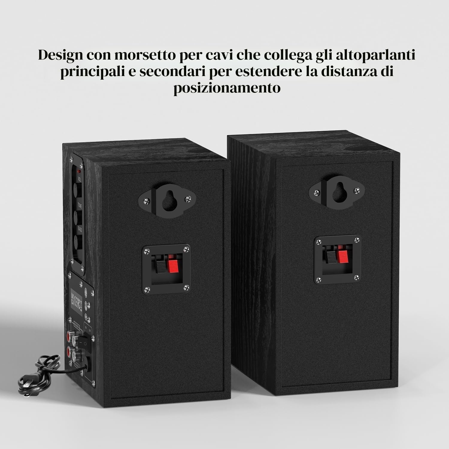 Elimavi Altoparlante da scaffale attivo, altoparlante per computer con woofer da 4", altoparlante da 3,5 mm su RCA Aux per giradischi, struttura in legno, può essere montato a parete