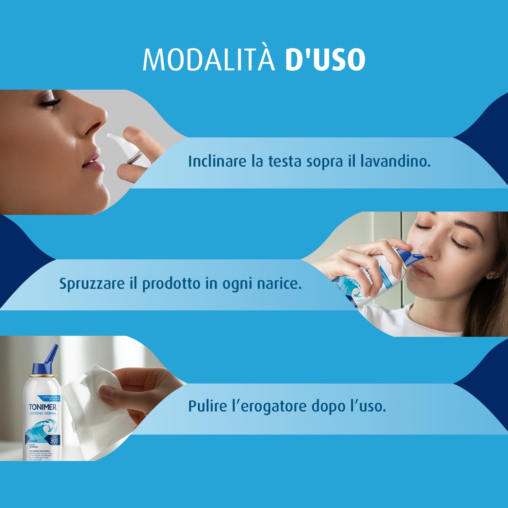 Tonimer Isotonic 300 Normal - 100 ml - Soluzione Isotonica Sterile di Acqua di Mare - Rimuove e Fluidifica il Muco - Indicata per Adulti - Senza Conservanti