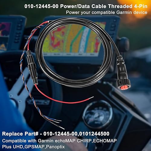 Miniatura 2 de 010-12445-00 Cable de alimentacióndatos roscado de 4 pines para Garmin echoMAP Chirp, ECHOMAP Plus UHD, GPSMAP, Panoptix