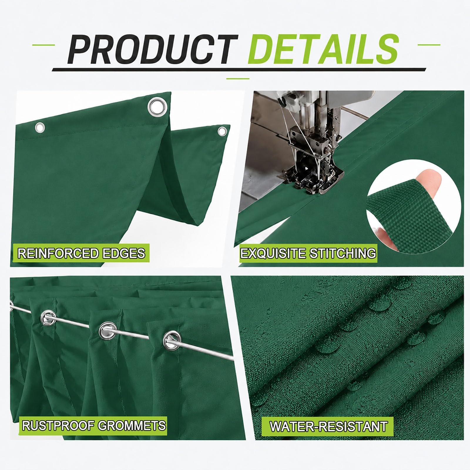Toldo Vela de Sombra Retráctil 100 x 1150 cm Protección UV 98% Resistente Al Clima y Desgarro Resistente a Desgarros Impermeable Toldo Vela de Sombra para Terraza Jardín, Verde