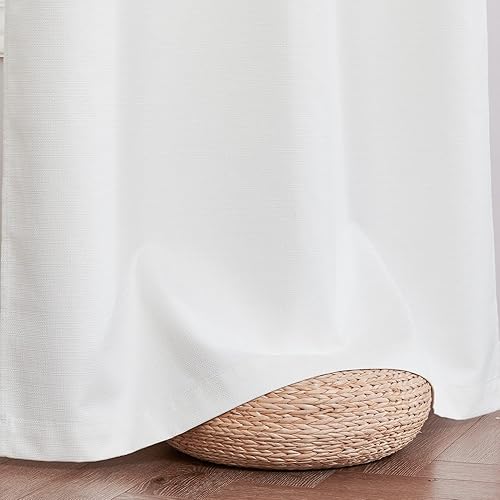Miniatura 8 de jinchan Cortinas blancas para sala de estar, cortinas texturizadas de lino de 90 pulgadas de largo, cortinas de campo para dormitorio, cortinas con