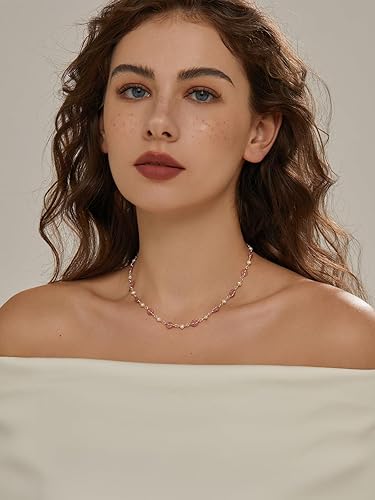 Miniatura 8 de DAUMIER Freshwater Pearl Donut Red Agate Choker January Birthstone Jewelry Necklace for Women