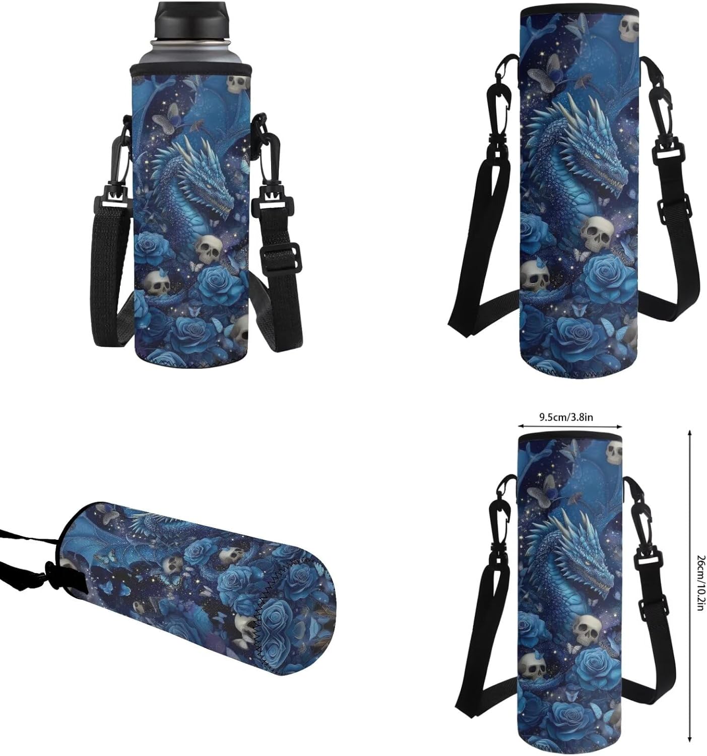 HUIACONG Dragon Backpack with Lunch Box for Boys Girls Rose Skull Bookbag for Elementary School Bags Pecnil Case Water Bottle Holder Back to School
