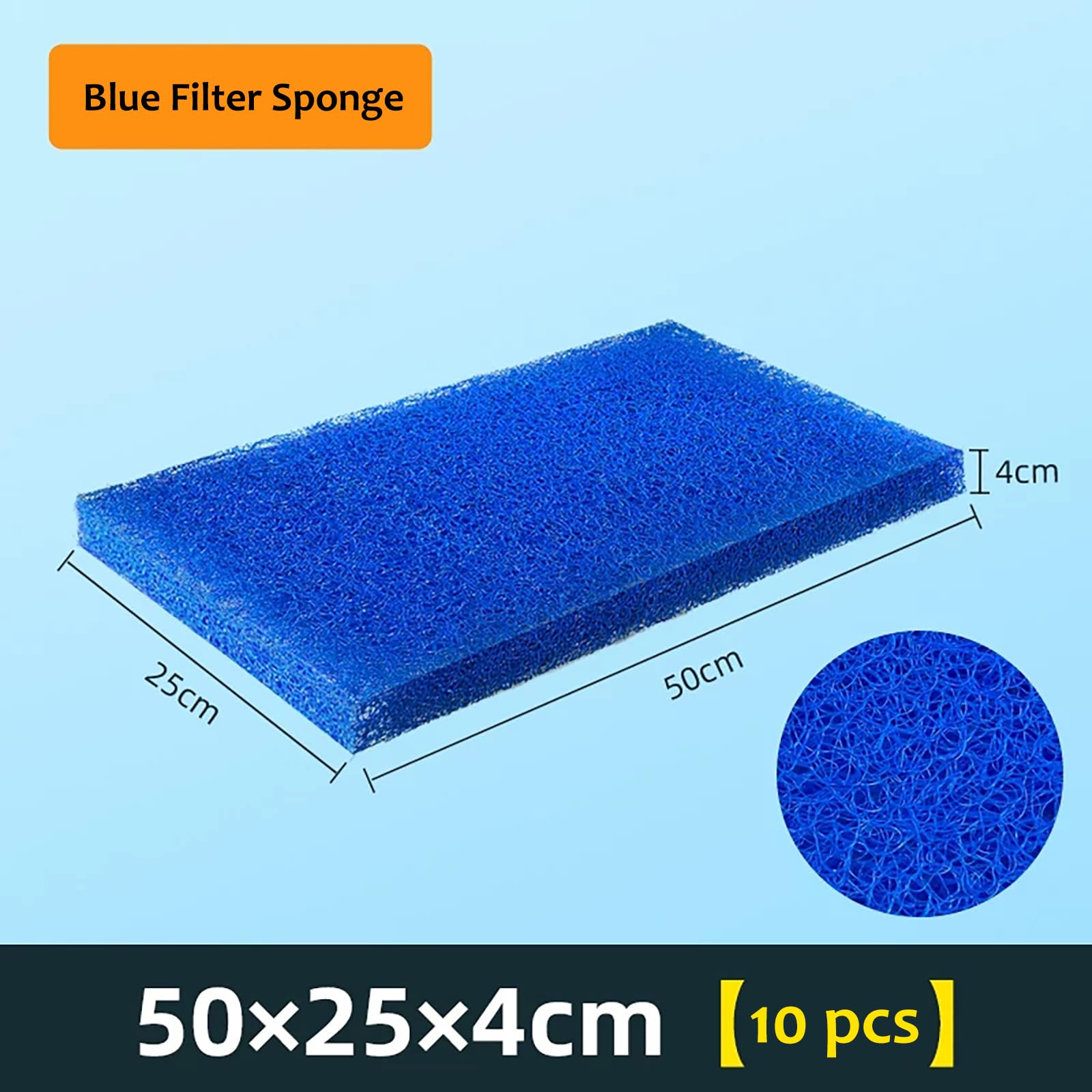 Biochemiczna gąbka filtracyjna do akwarium – wkład wymienny, gruboziarnista (10 PPI)(Size:25 x 50 x 4cm*10pcs)