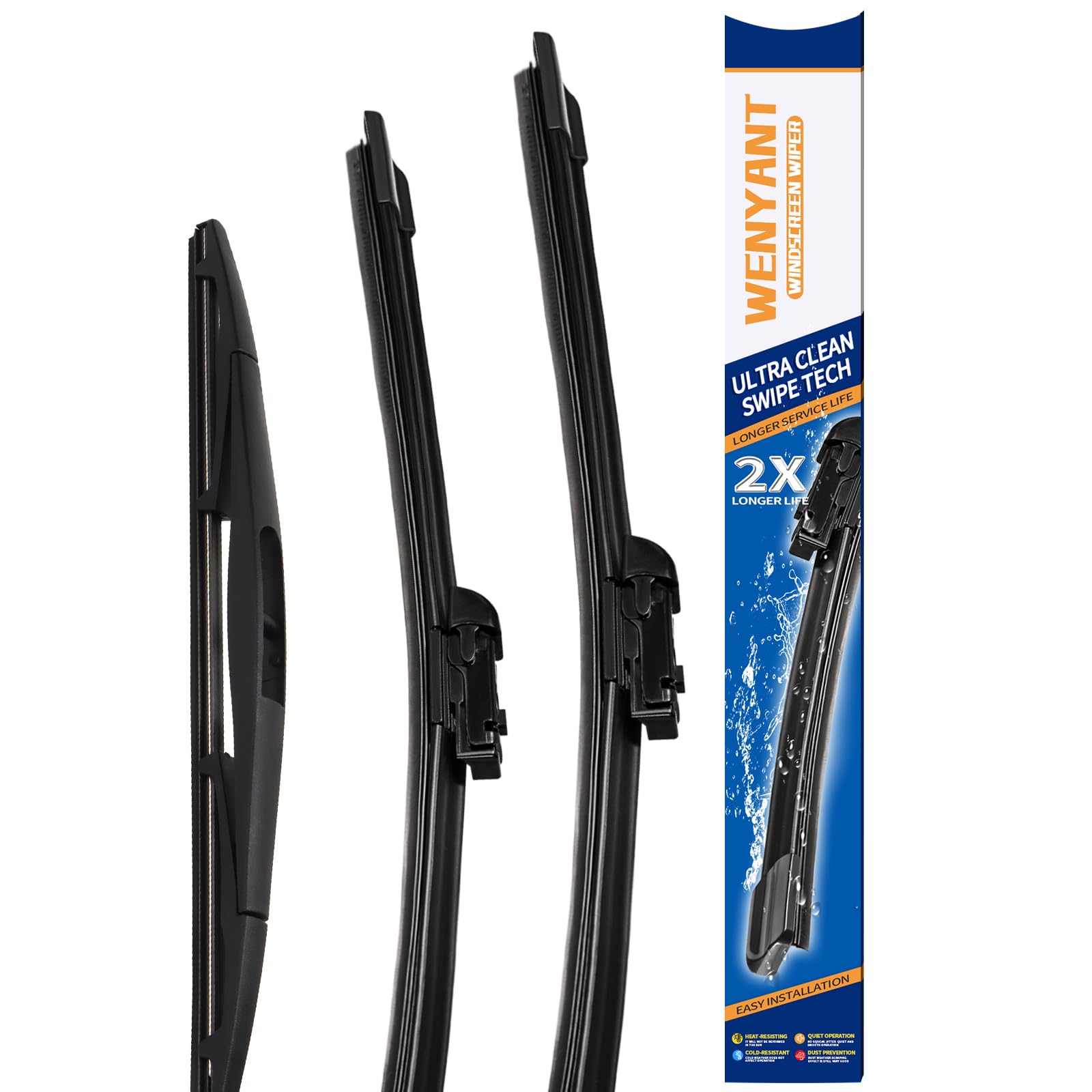 Wenyant Windshield Wiper Blades for My Car Original Equipment Automotive Replacement Compatible with Subaru Crosstrek Impreza 2018~2021 Front and Rear Wiper Blades Set - 26"/16"/12"(Set of 3) — view 22