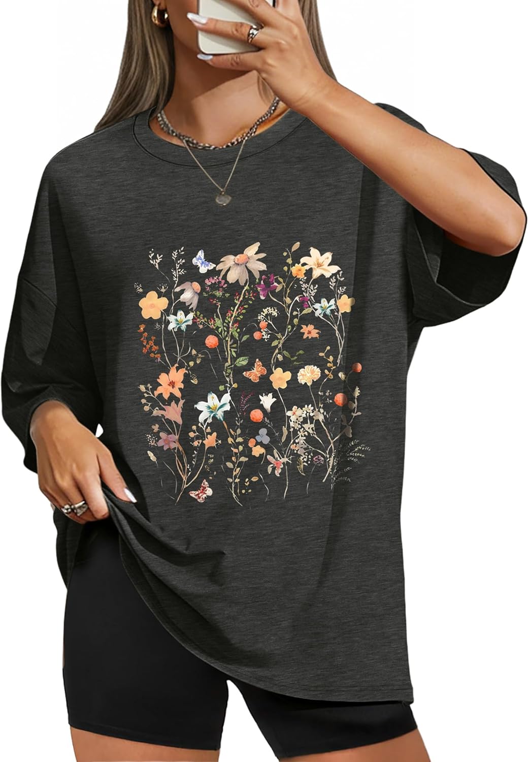 WIHOLL Oversized Tshirts for Women Summer Crew Neck Short Sleeve Graphic Tees Casual Loose Fit Workout Tops 2026 - Image 2