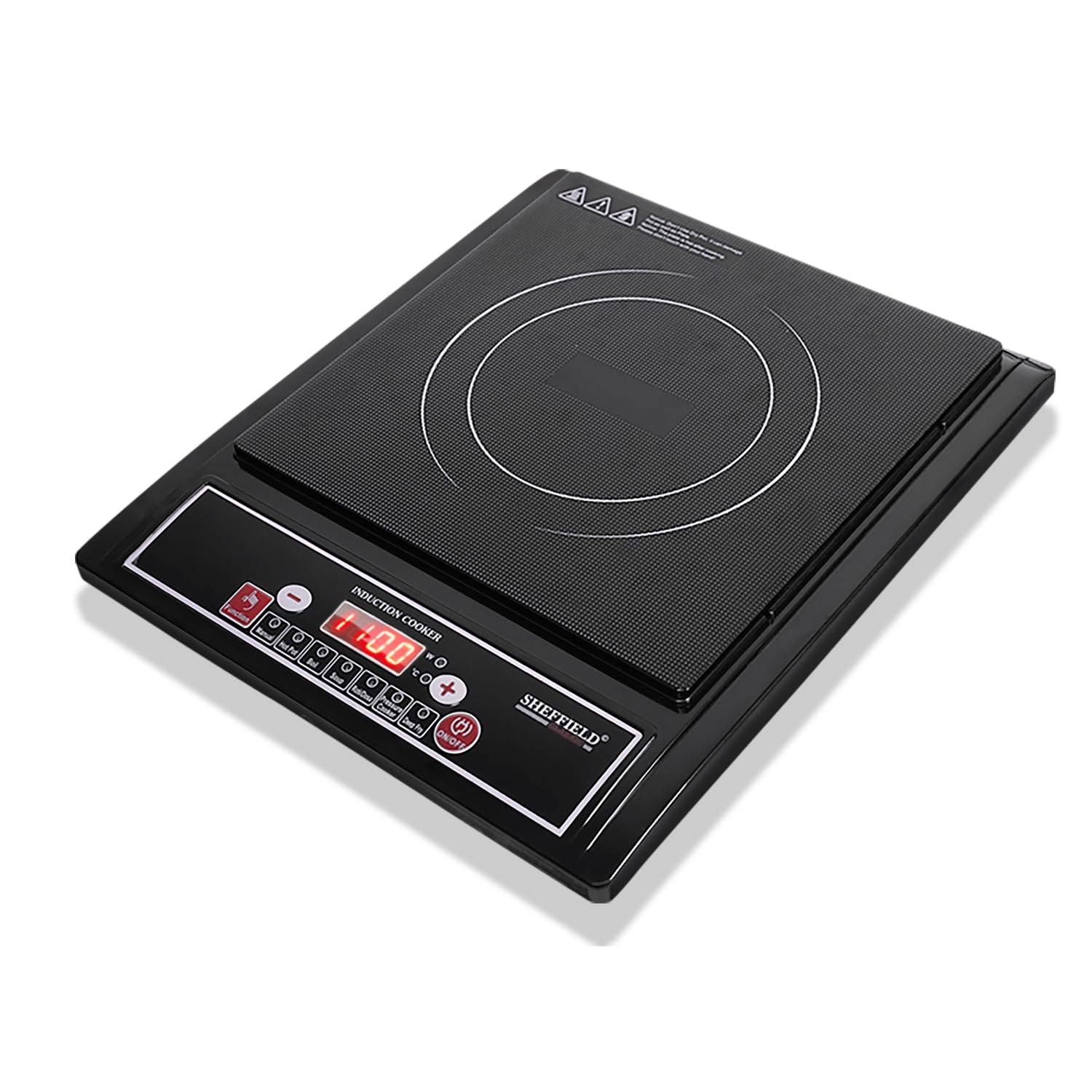 Sheffield Classic 1400W Portable Induction Cooktop | Soft Push Buttons, 7 Preset Modes, Easy Touch Control | Auto Shut‑Off, Fast Heating & Energy‑Efficient Electric Stove – Black