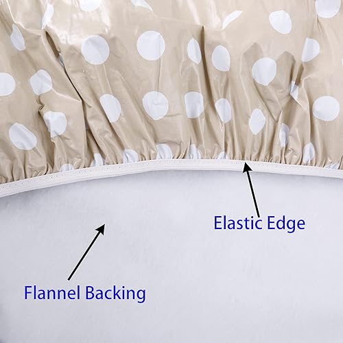 Miniatura 6 de Mantel redondo de vinilo ajustado con reverso de franela, diseño de borde elástico, impermeable, a prueba de aceite, mantel de PVC resistente a las