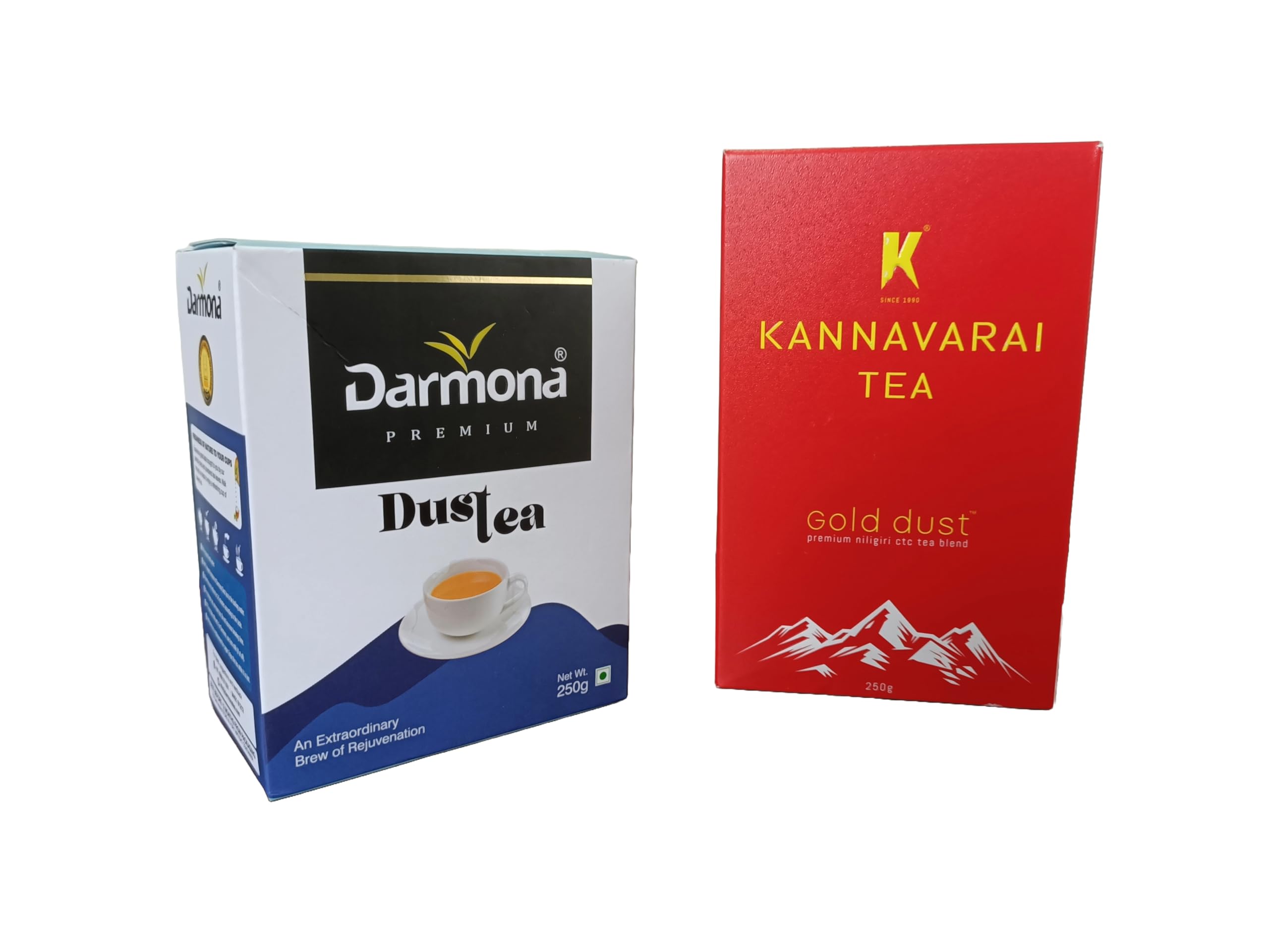 DARMONA Premium Dust Tea 250 g | KANNAVARAI Gold Dust Tea 250 g | Pack of 2 | Total 500 g | Premium High Grown Nilgiri Teas
