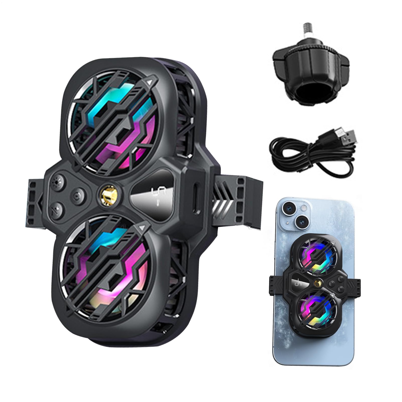 FunCooler 3 Pro - Raffreddamento rapido per cellulare, funzione di supporto telefonico/interruttore fisico/3 marce, potenza di raffreddamento silenziosa, per Live Streaming con luci RGB [video game]