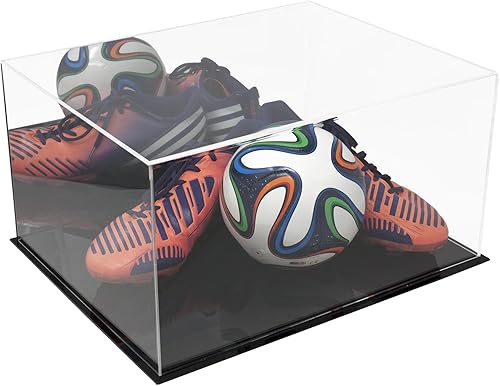 Vista 225 de Better Display Cases Versátil vitrina de acrílico transparente - Caja rectangular grande con base blanca 18" x 12" x 3" (BK09)