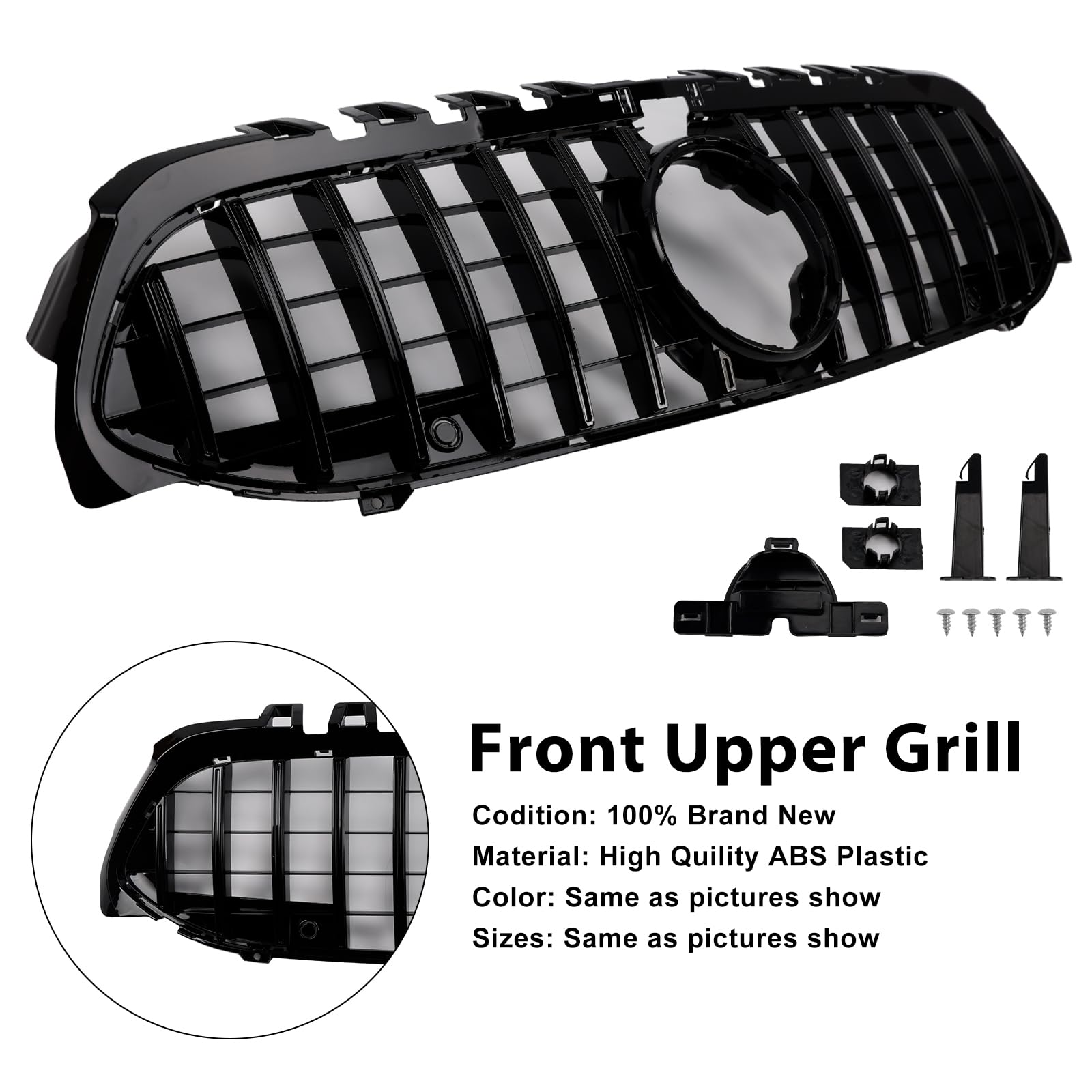 Griglia paraurti Anteriore GT-Style Front Bumper Grille Fit for Mercedes Benz A-Class W177 2019-2023 Black (No Logo)