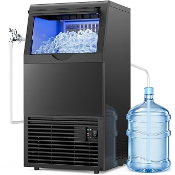 Mojgar Commercial Ice Maker, 150LBS/24H, 33LBS Storage, Dual Water Inlet