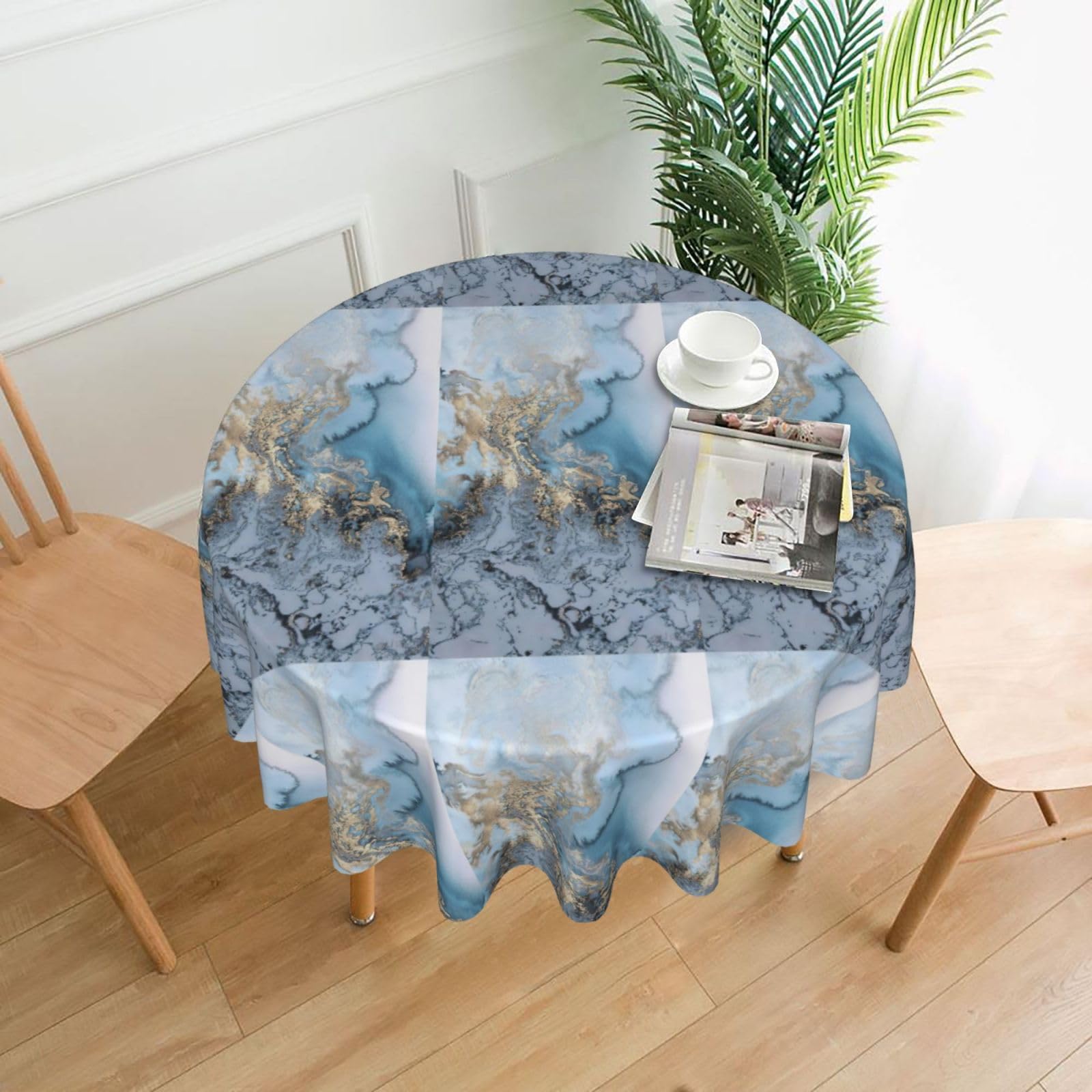 Nbtghga Marble. Print Tablecloth Round Border Table Cloth Cover Decorative For Party Holiday Dinning Tabletop Home