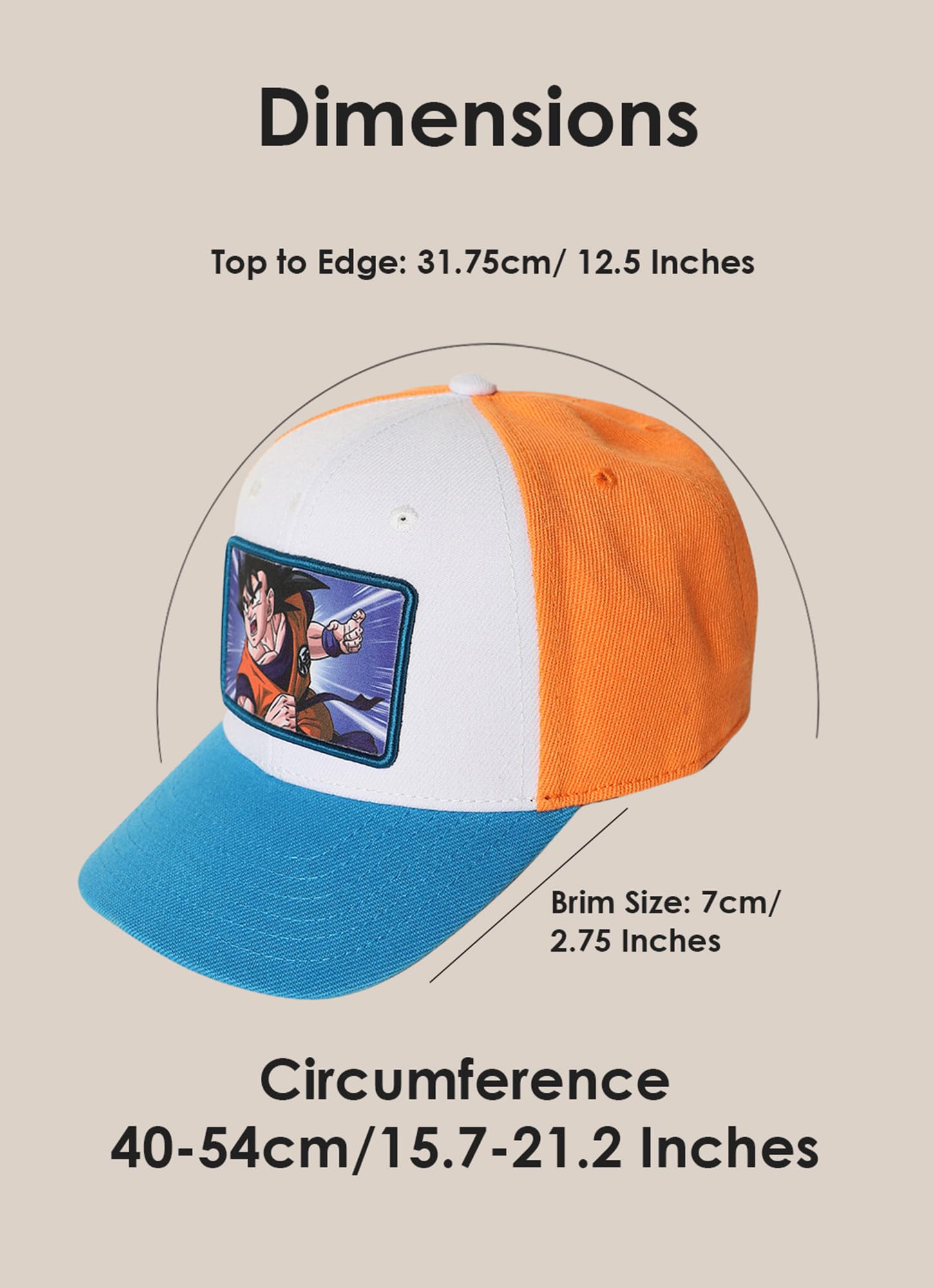Kidsville Anime Official Dragon Ball Z Goku Snapback Cap for Kids Boys & Girls | Adjustable Closure Multicolour 1