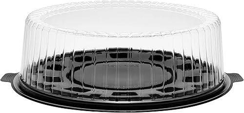 Karat Contenedor de exhibición de pasteles de una sola capa de PET de 12 pulgadas con tapa de cúpula transparente PET - 50 juegos