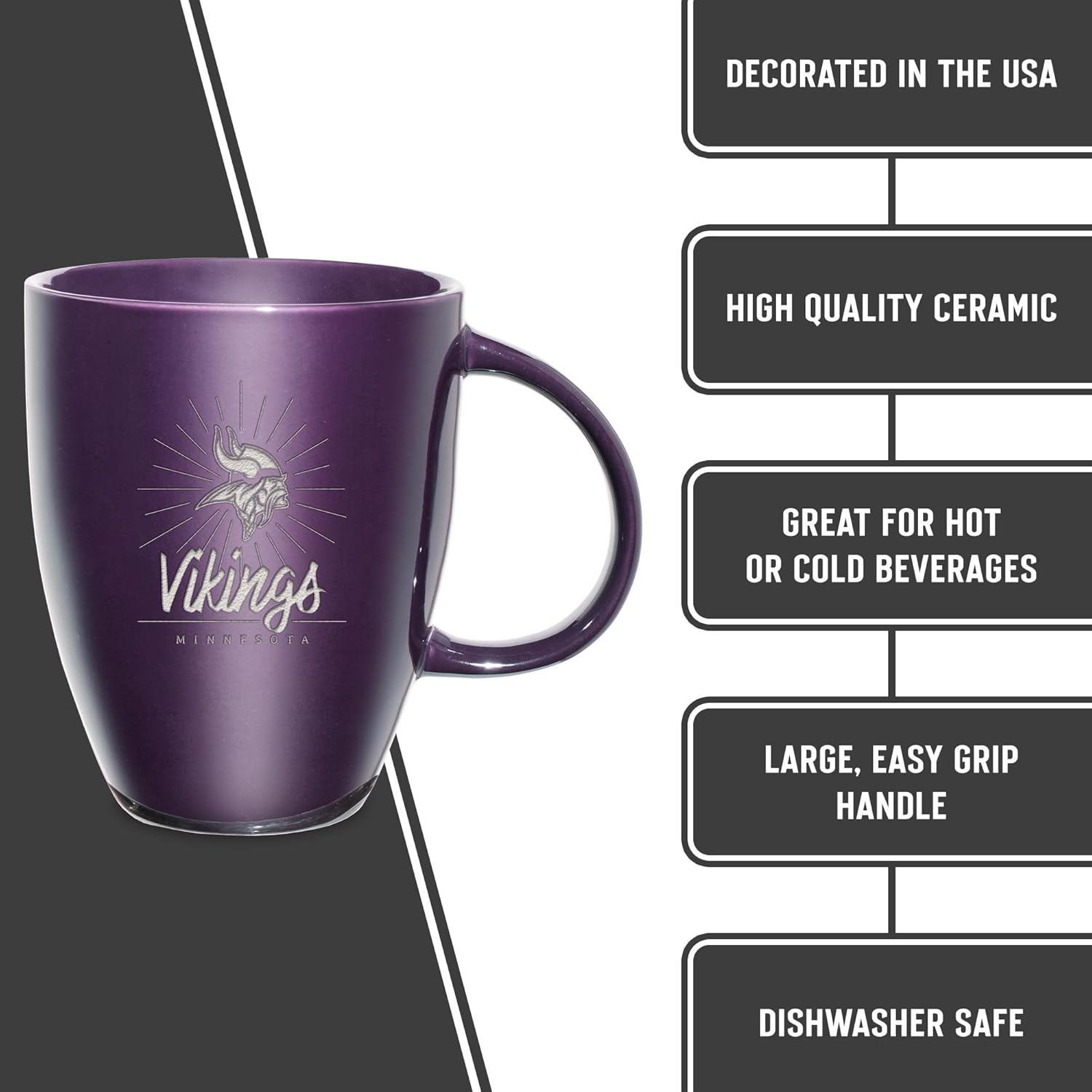 Rico Industries NFL Football Sunburst 18oz Laser Engraved Ceramic Lustre Mug - Image 6