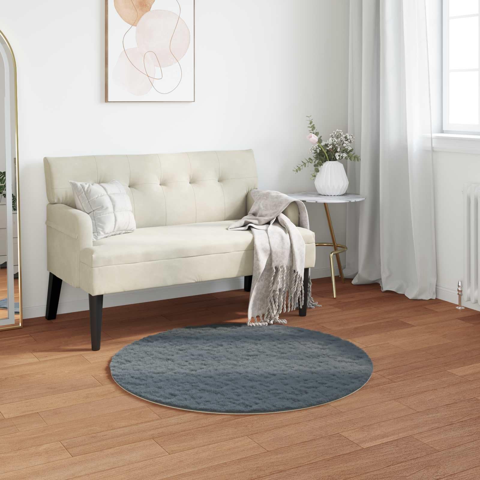 Tapis antidérapant 80cm Olite en fausse fourrure douce grise