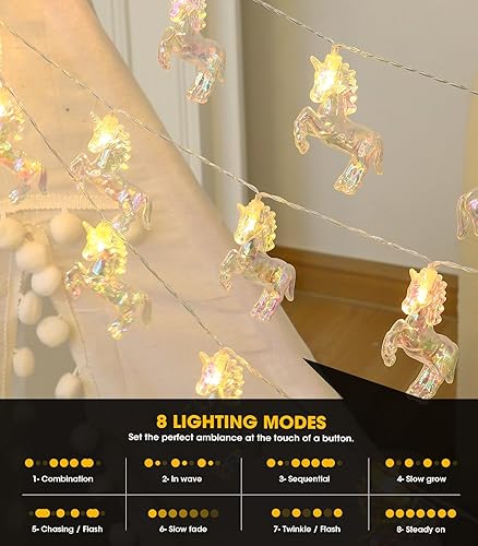 Miniatura 9 de AceList Guirnalda de luces LED de estrella, funciona con USBbatería, 20 luces LED parpadeantes con control remoto, 8 modos, diseño impermeable para