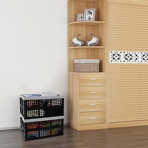 Miniatura 7 de Wekioger Juego de 2 cajas de almacenamiento plegables de plástico de 35 L, cajas plegables apilables para leche