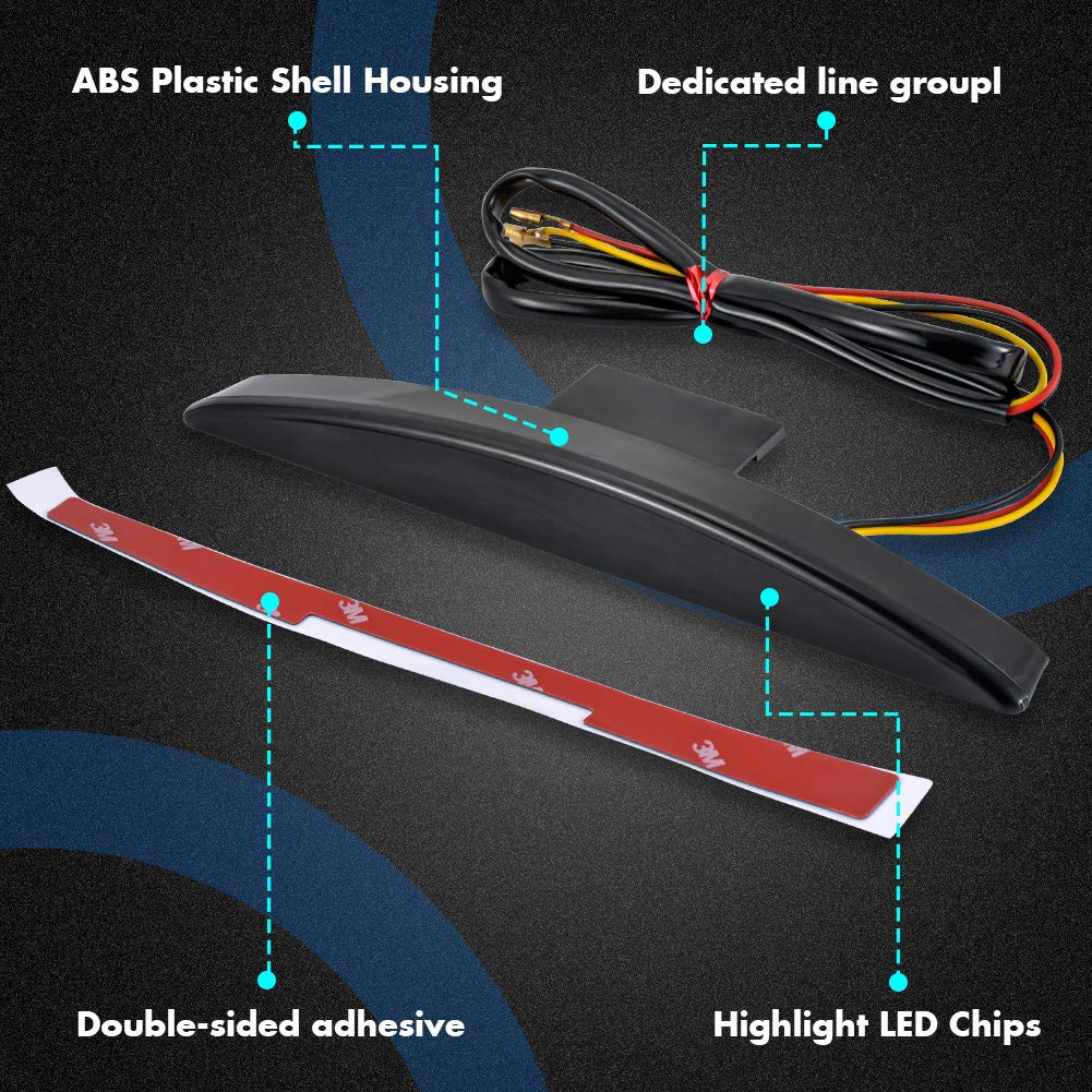 KATUR Motocicleta Guardabarros Trasero Tip 22 Rojo LED Freno Luz Trasera de Marcha para Harley Breakout EFI FXSB CVO 2013-2017 (Humo)