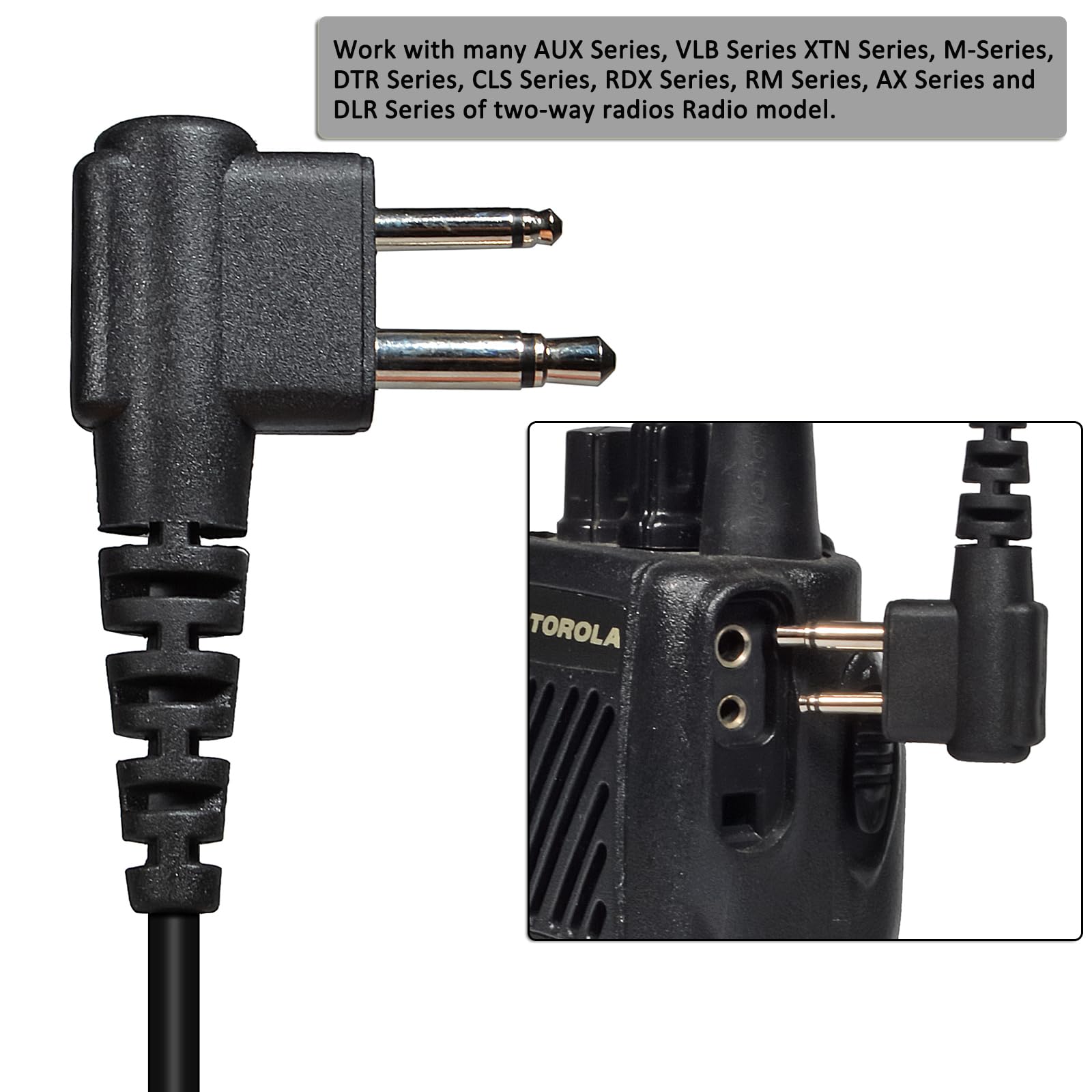Écouteur Radio Motorola Sans Fil - PTT Intégré, Compatible CP040 GP88 Et Autres Modèles 2 Broches