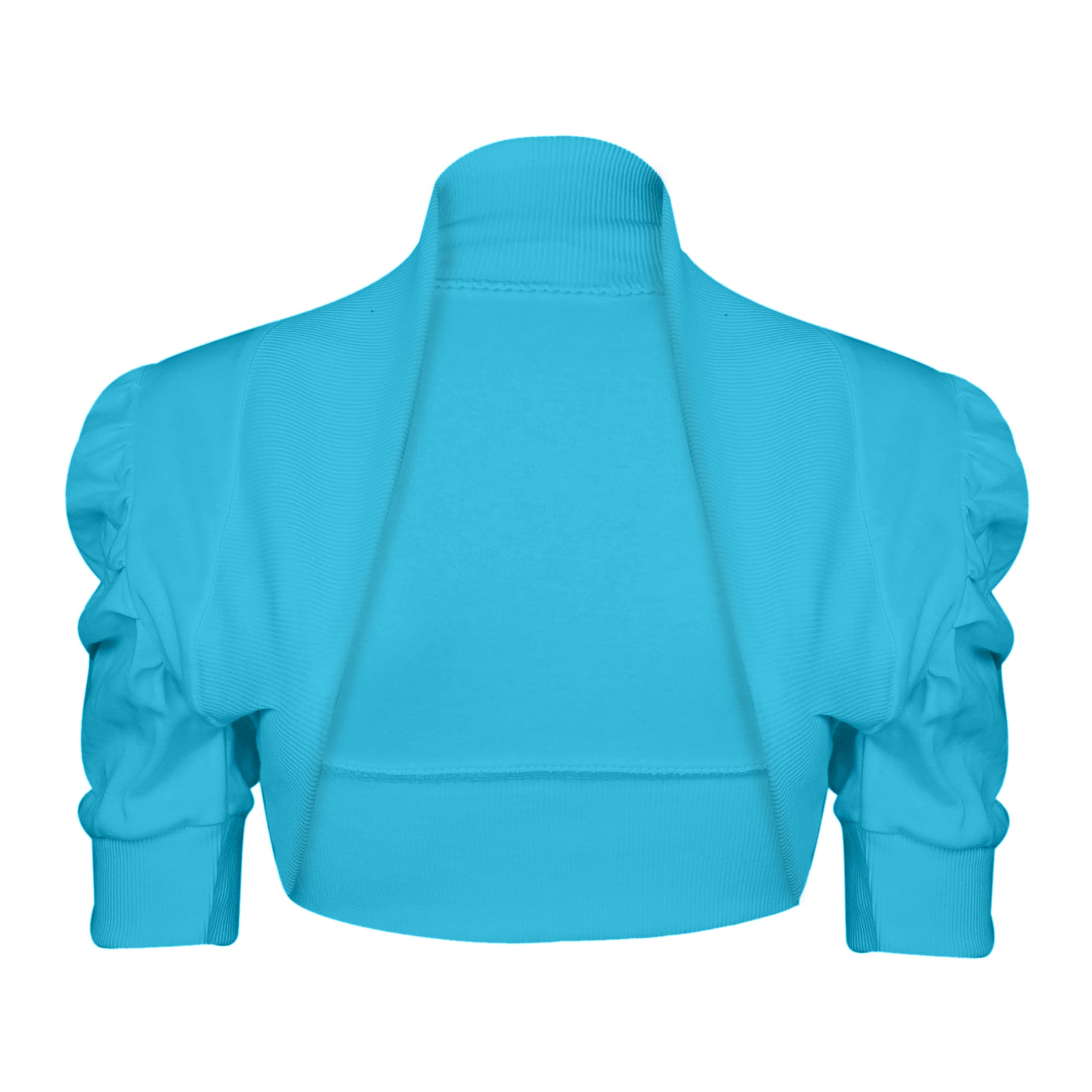 Noroze Girls Turquoise Kid's Plain Ruched Sleeves Bolero Shrug For Cropped Cardigans (13 Years, )