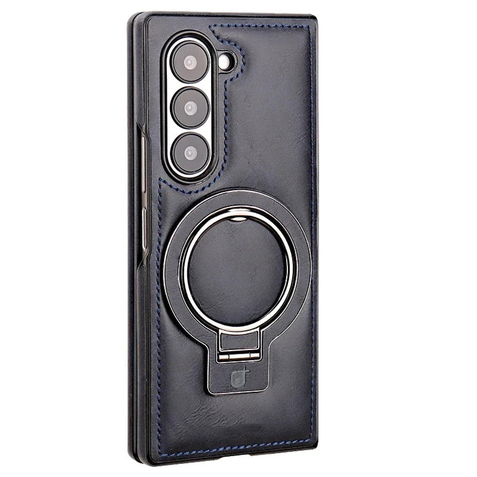 Coque Galaxy Z Fold 4 cuir bleu magnétique protection induction robuste - 7