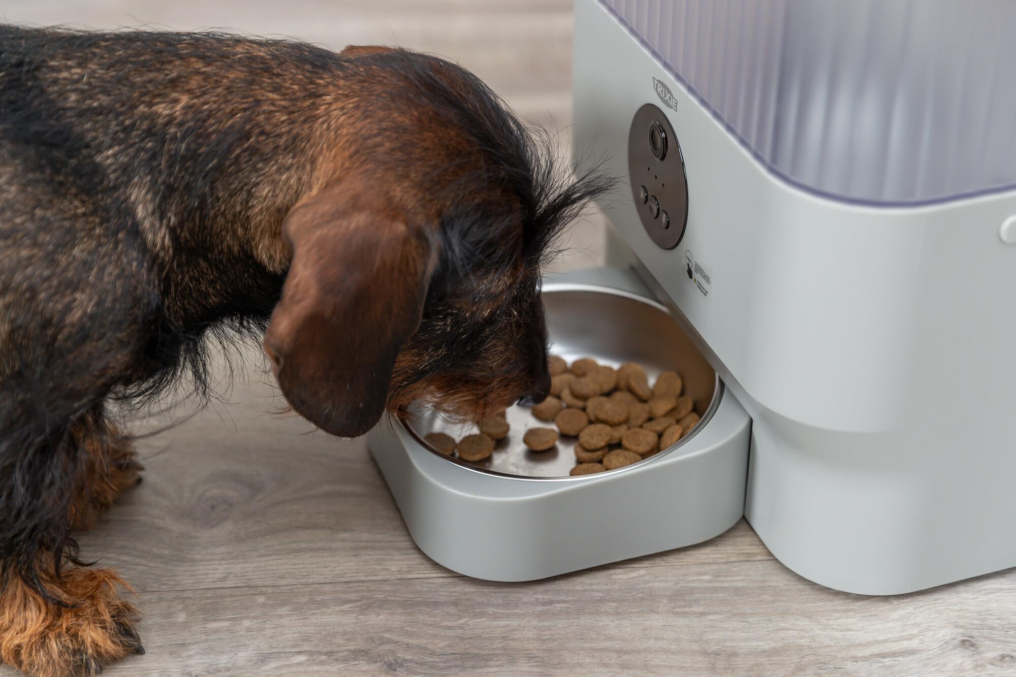 TRIXIE Distributeur de croquettes TX-C Smart 5,0 L pour chiens et chats | Distributeur programmable et contrôlable en gris clair – Distribution automatique et personnalisée au quotidien