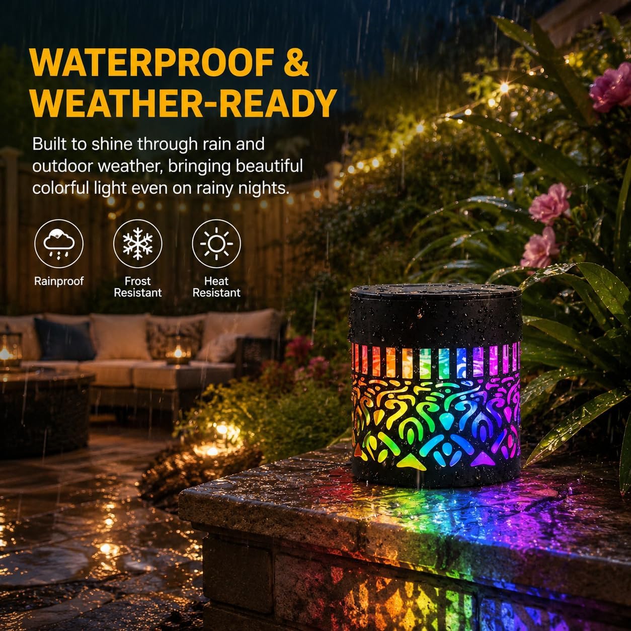 Solar Mandala Lights Outdoor Wall Seven Color Projector 2 Pack