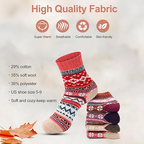 Miniatura 3 de besky Calcetines de lana de invierno para mujer, calcetines de invierno cálidos de punto acogedor para escalada de montaña, esquí y regalos de