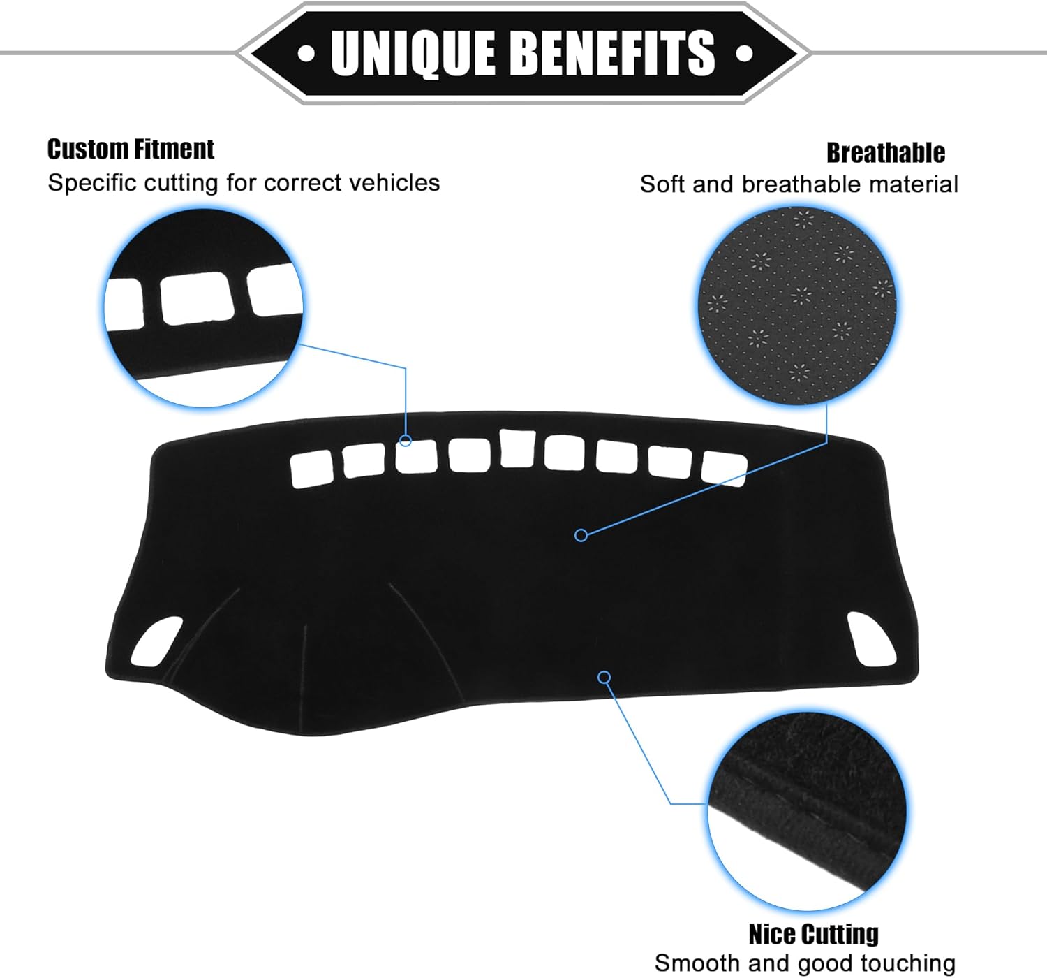 Car Dashboard Cover Mat Compatible for Buick Encore 2017-2021, Protective Polyester Black Center Console Interior Trim Dash Board Mat