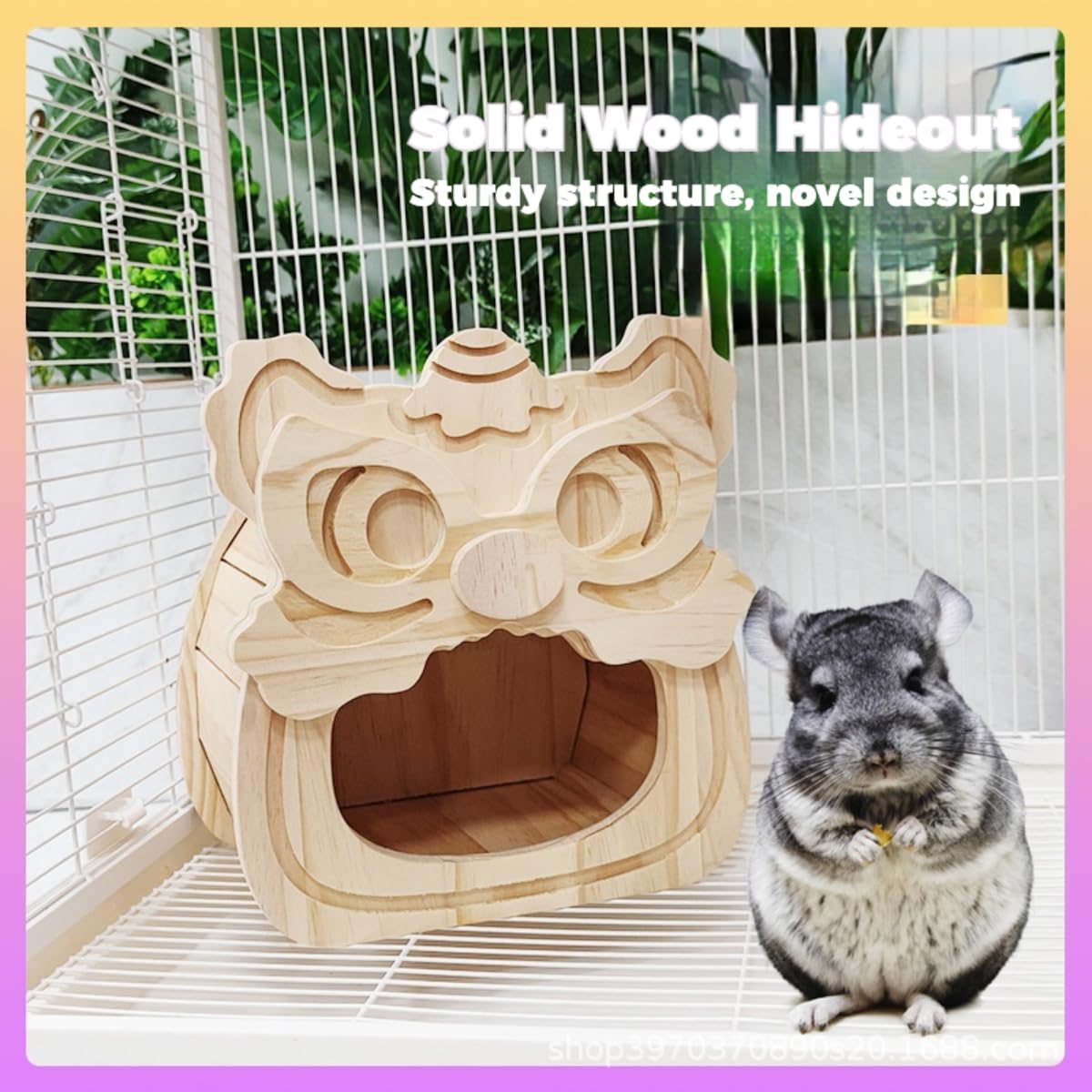 Chinchilla Hideout - Escondite de madera natural para chinchilla, ardilla, azúcar, planeadores