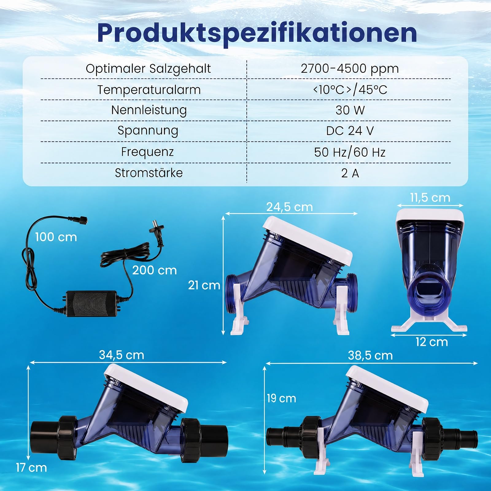 COSTWAY Basen chlorator soli z elektrolizą słonej wody i samooczyszczaniem