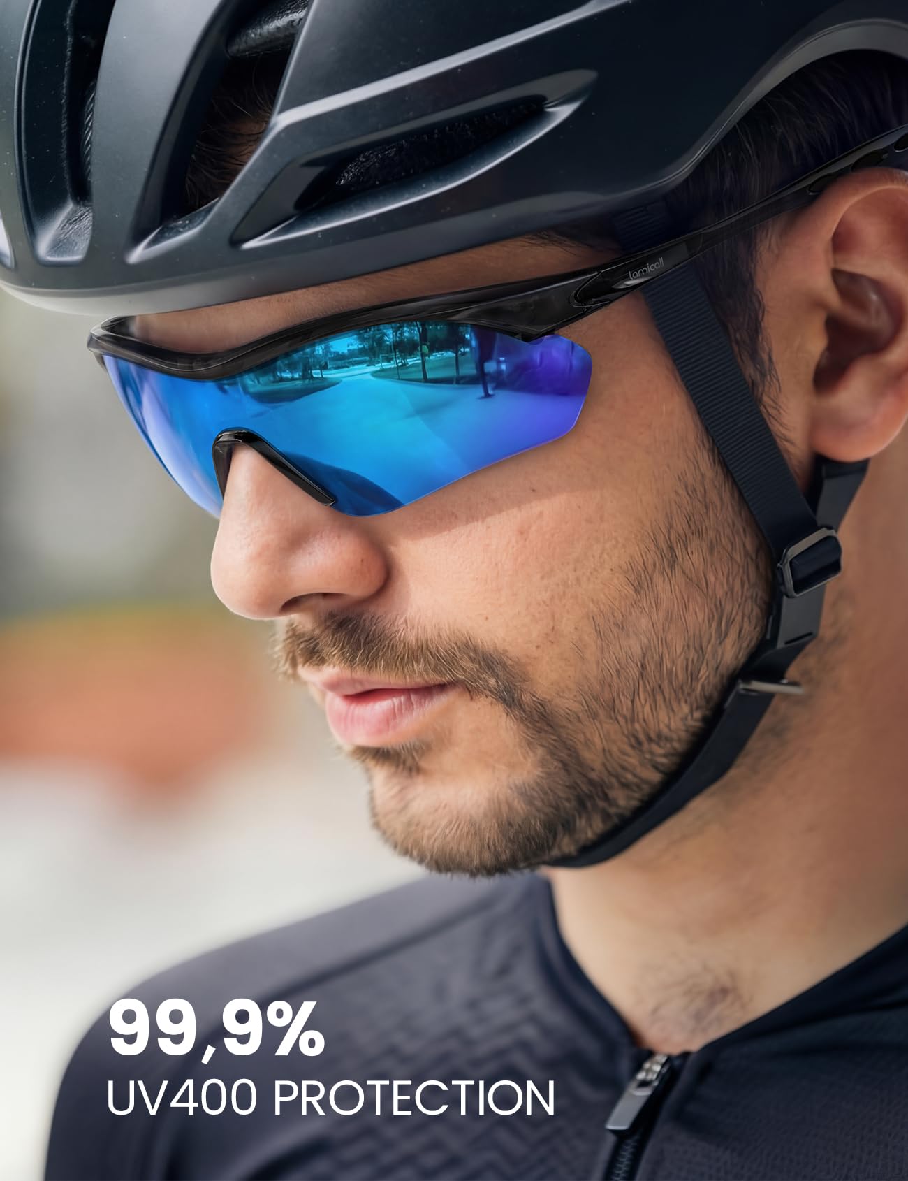 Lamicall Lunettes de Soleil Cyclisme Polarisées - [22g Ultraléger] TAC Verres Monoblocs, UV400 Protection, TR90-Monture, Plaquette de Nez & Branches Réglable, Lunettes de Soleil Sport pour Homme/Femme