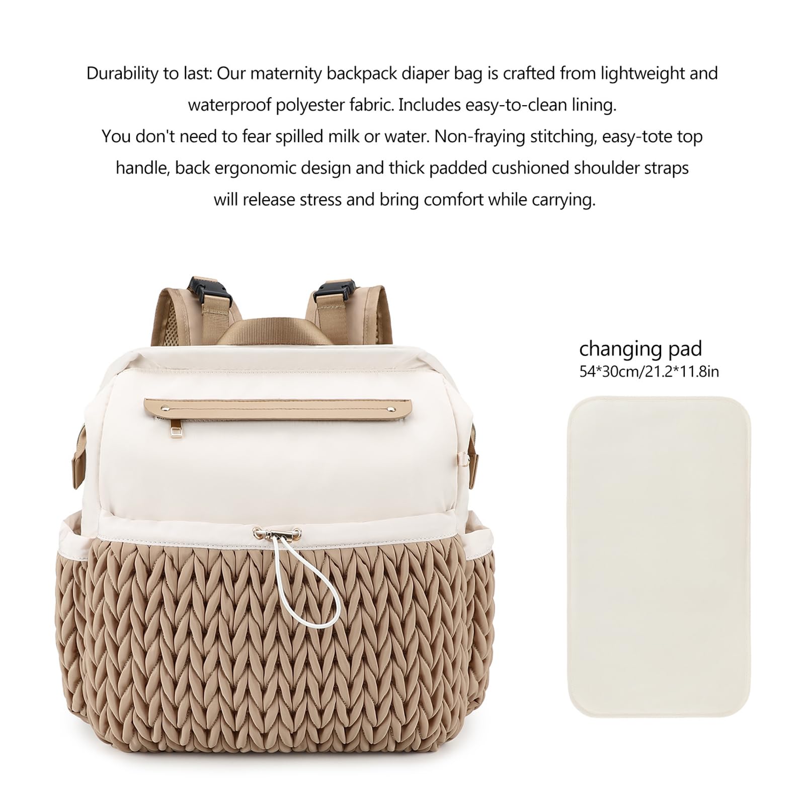 Mochila acolchada para mamá y papá, bolsa de pañales compacta y ligera con múltiples bolsillos para viajes, compras y crianza de los hijos, Marrón 2 unidades, M, moda
