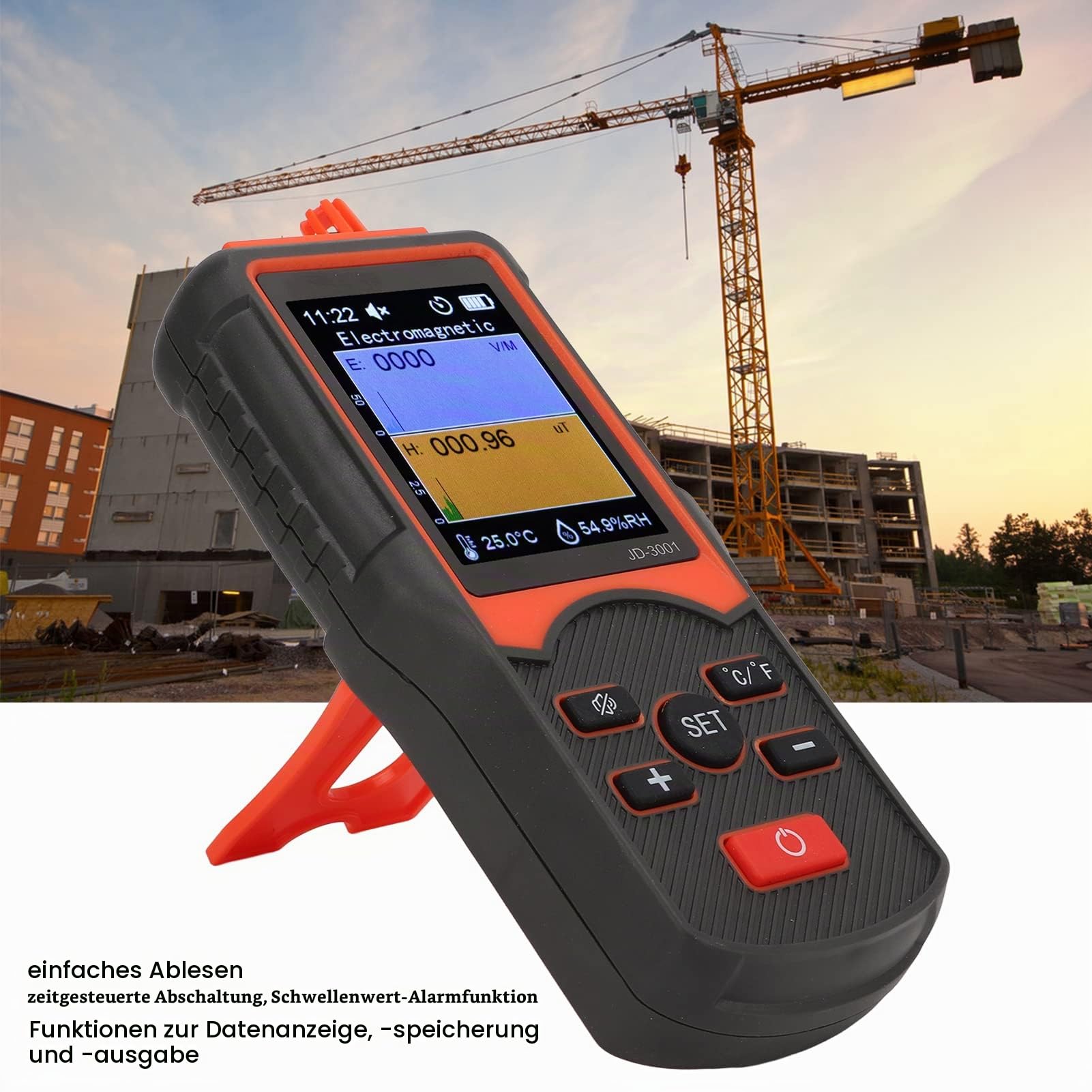 JD-3001 Geigerzähler, Multifunktionaler Nuklear Geigerzähler Radioaktivität, 0,01 μT ~ 999,99 μT Tragbarer Geigerzähler Dosimeter für Nukleare Strahlung Elektromagnetische Strahlung