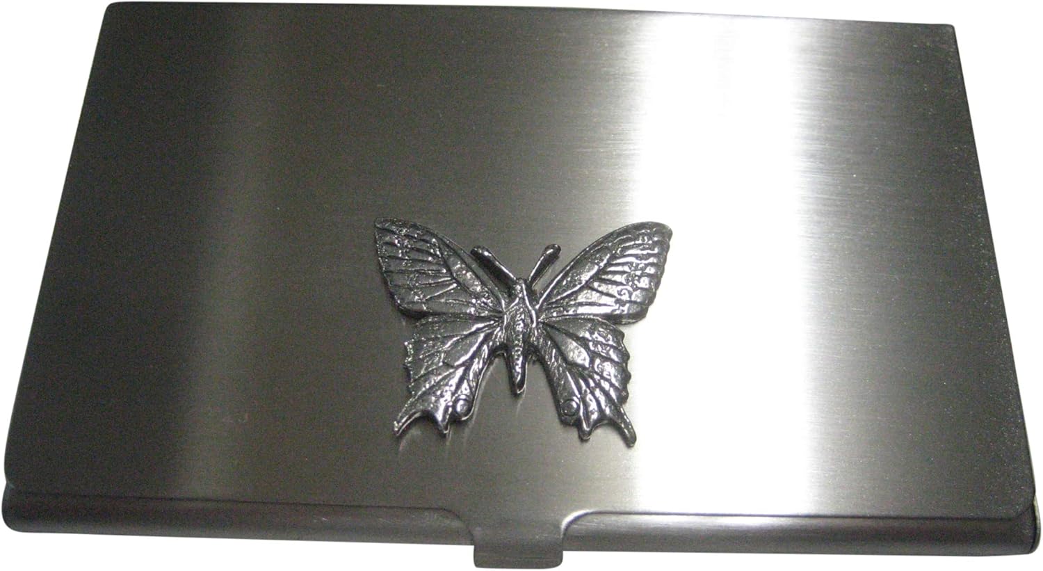 Kiola Designs Silver Toned Textured Large Butterfly Business Card Holder