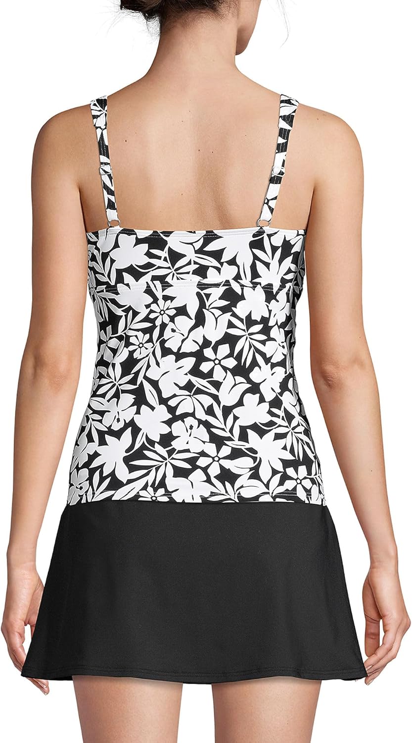 Lands' End Womens Sweetheart Wrap Underwire Tankini Top Black Havana Floral Regular 4 - Image 2