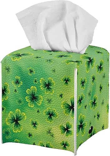 Miniatura 8 de Soporte de pañuelos para el día de San Patricio para decoración de baños, cubierta cuadrada de caja de pañuelos con sombrero verde, cubierta de caja